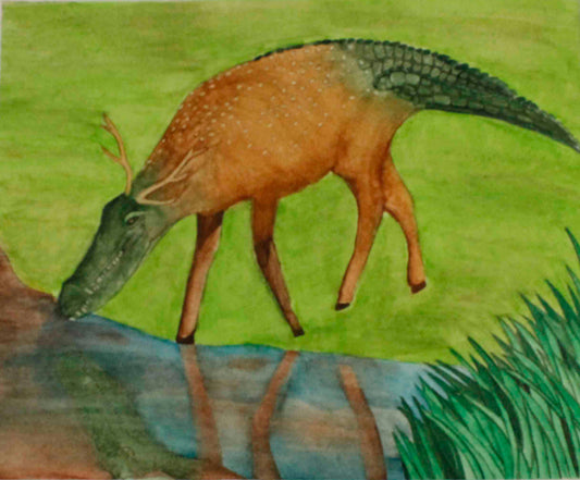 Alligator Deer 11 x 14 Replica Print Limited Edition
